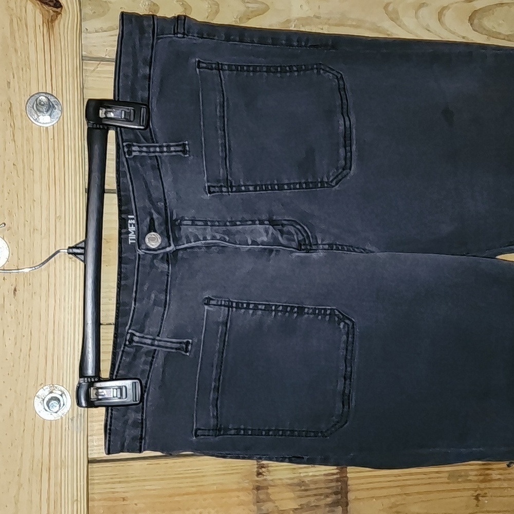 Woman's Time & Tru High Rise Bell Bottoms Black Jeans Pants Trousers Size 16 - Picture 2 of 8